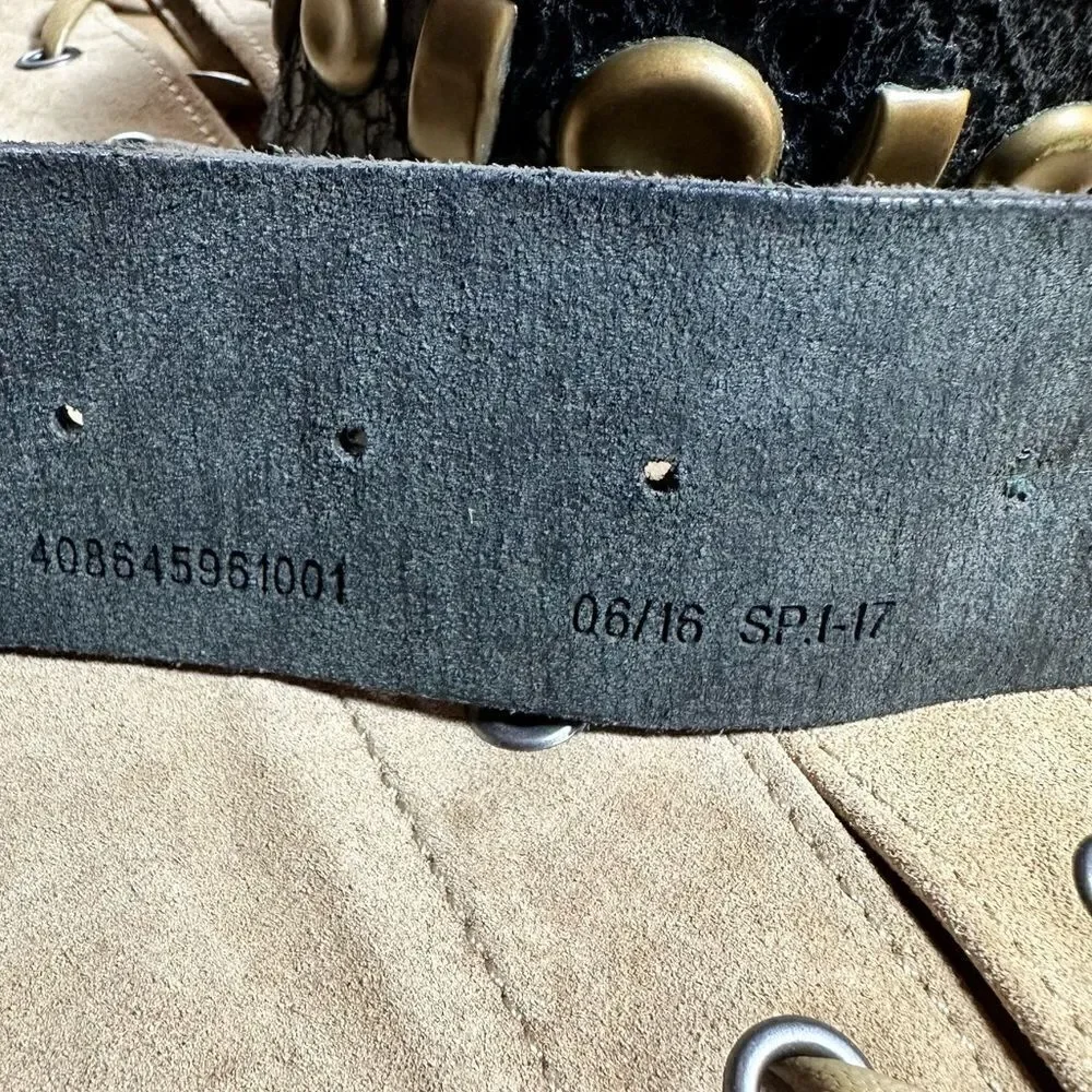 Ralph Lauren Collection Spring '17 Italian Black Studded Distressed Leather Belt